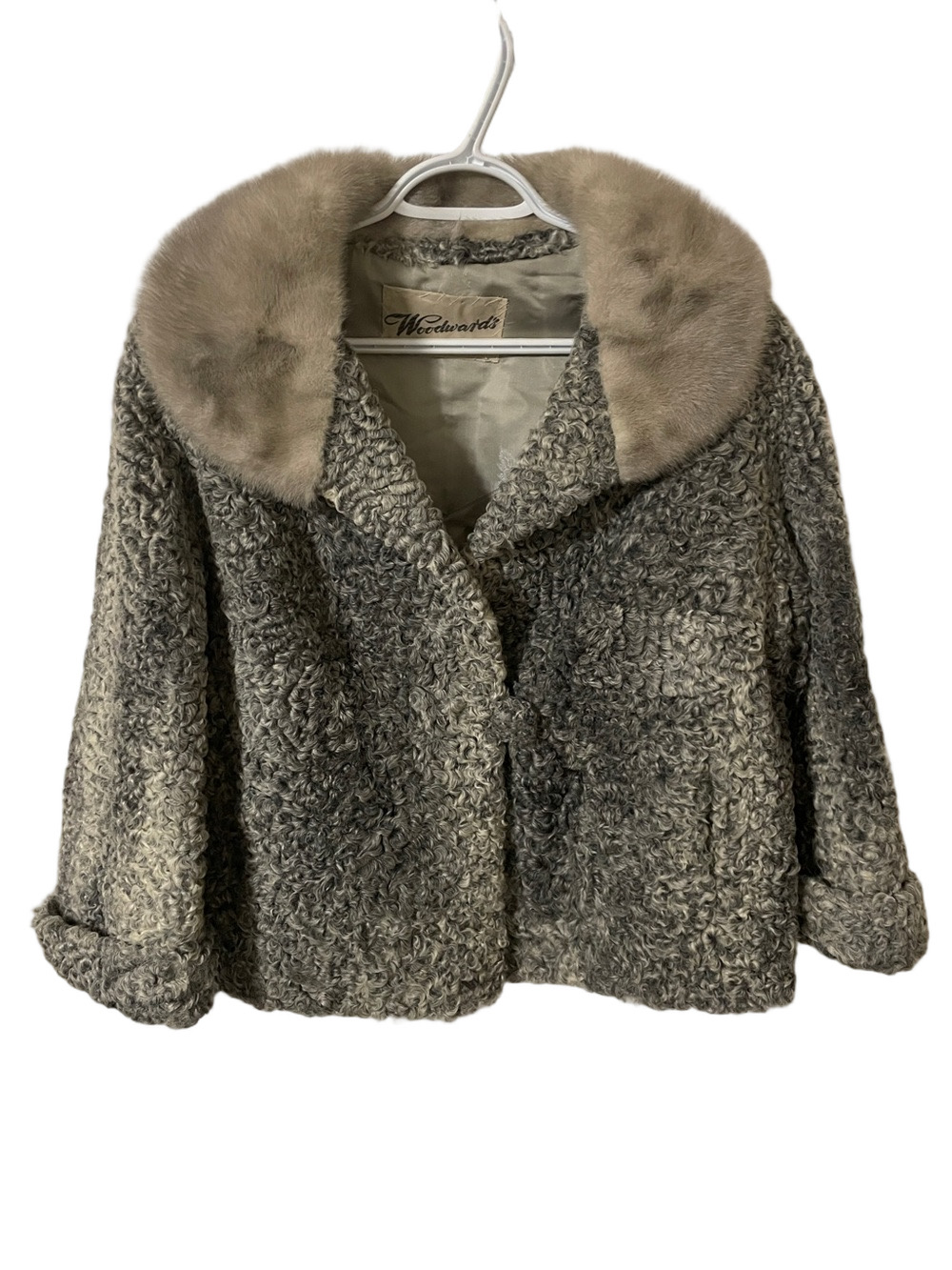 Vintage Persian Jacket with Grey Fur Collar Size Medium